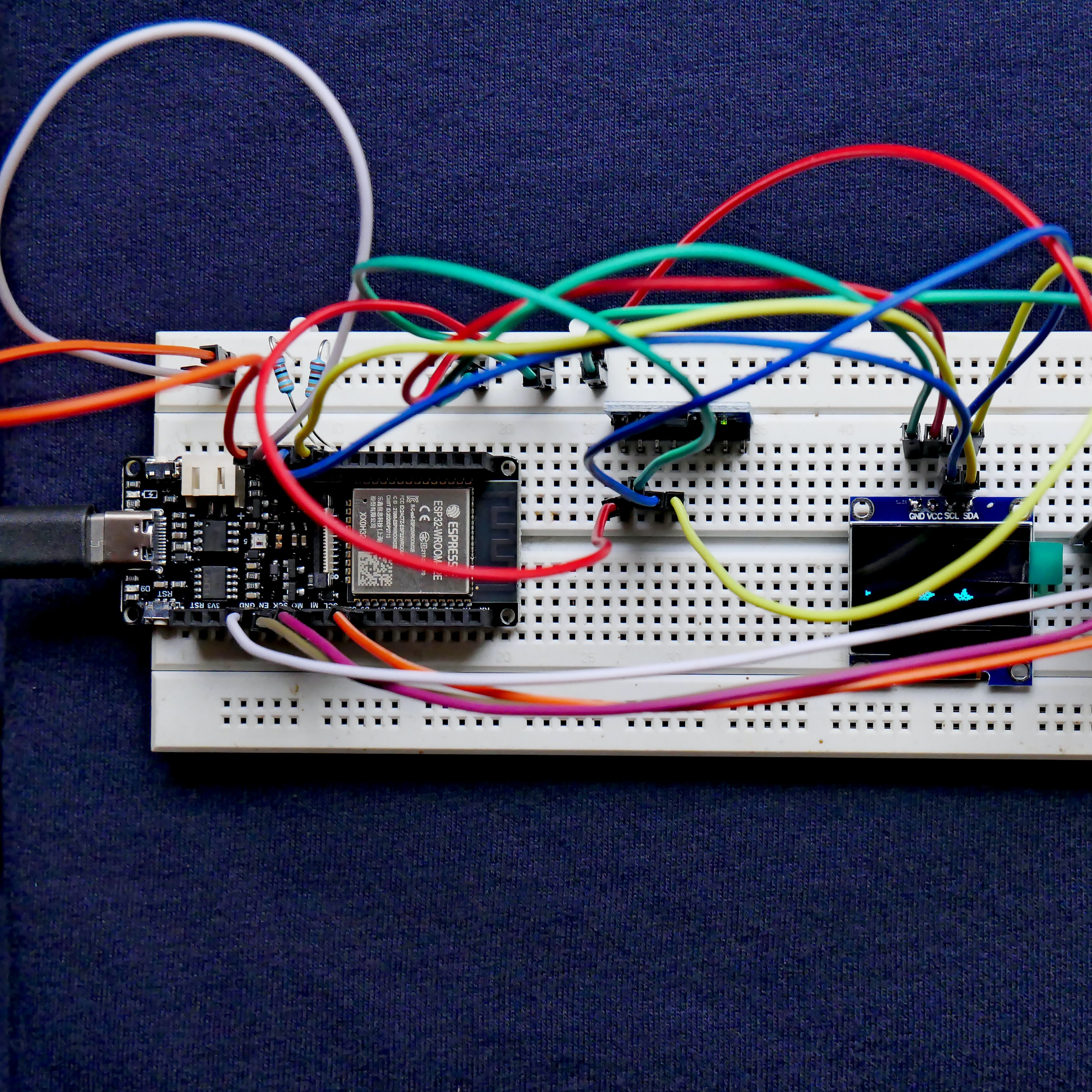 ESP32 MicroController on breadboard